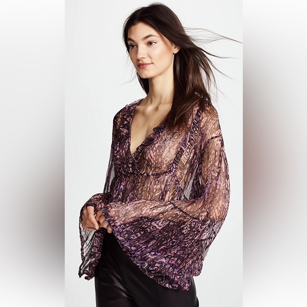 IRO Women's Sheer Ruffle Chiffon Top